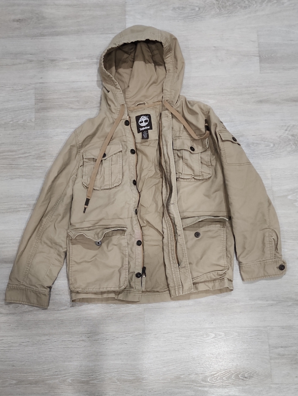 Timberland Hooded Field Jacket in Khaki Medium